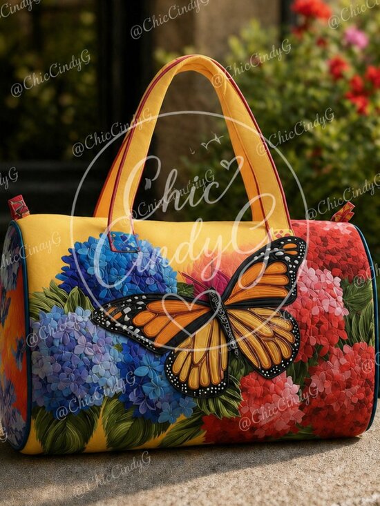 Handbags - Butterfly Floral Weekender Duffel Bag Travel Gym Yoga Overnight Tote